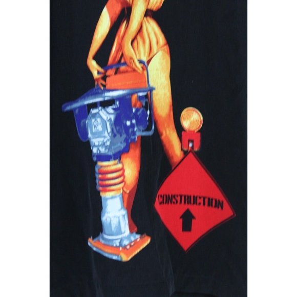 J/E/T JET STRTWR Hot Chick Construction Worker Size XL Black Camp Shirt JackHamr - Picture 7 of 8